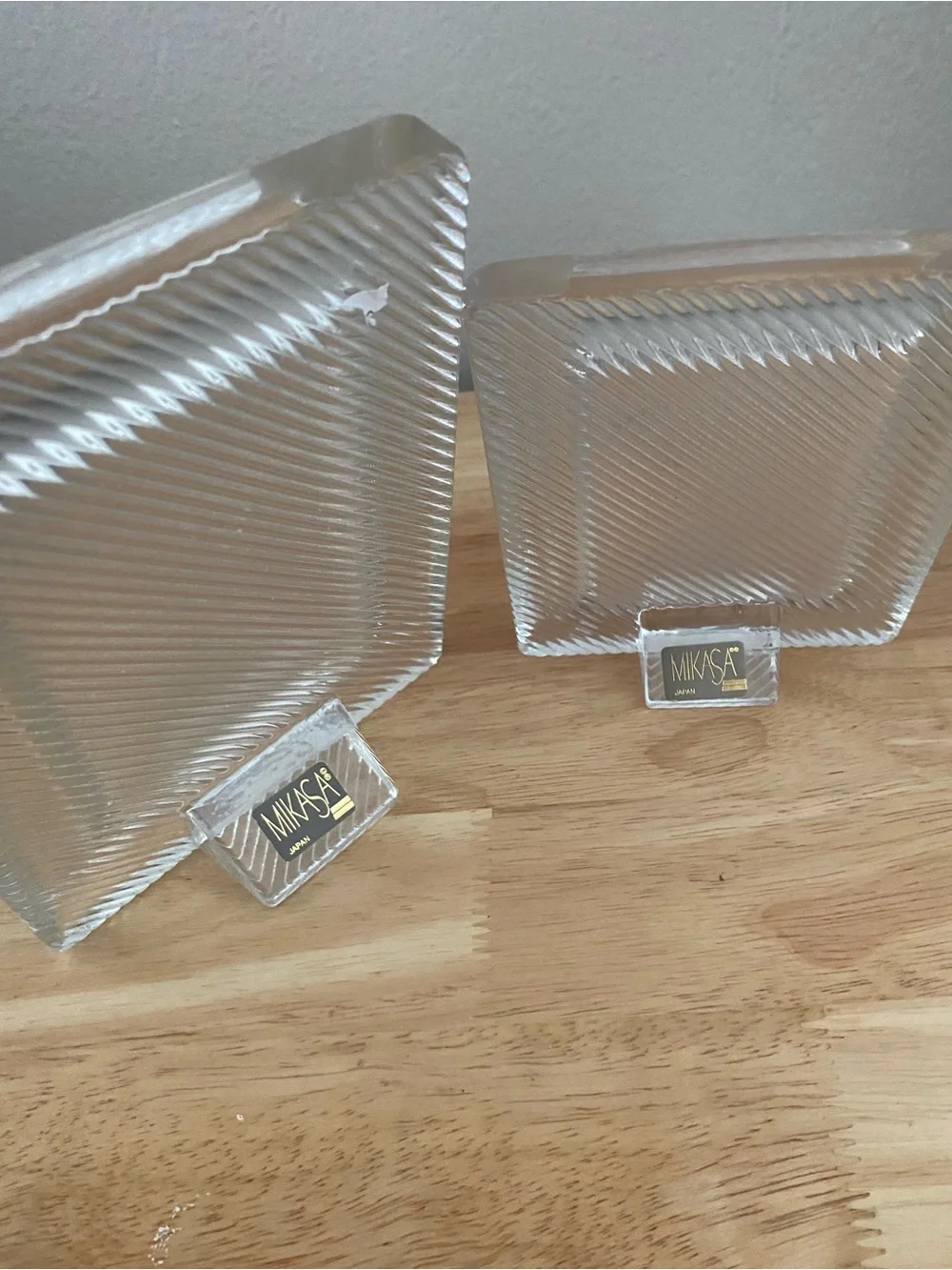Mikasa Clear Glass Textured Photo Frame Pair